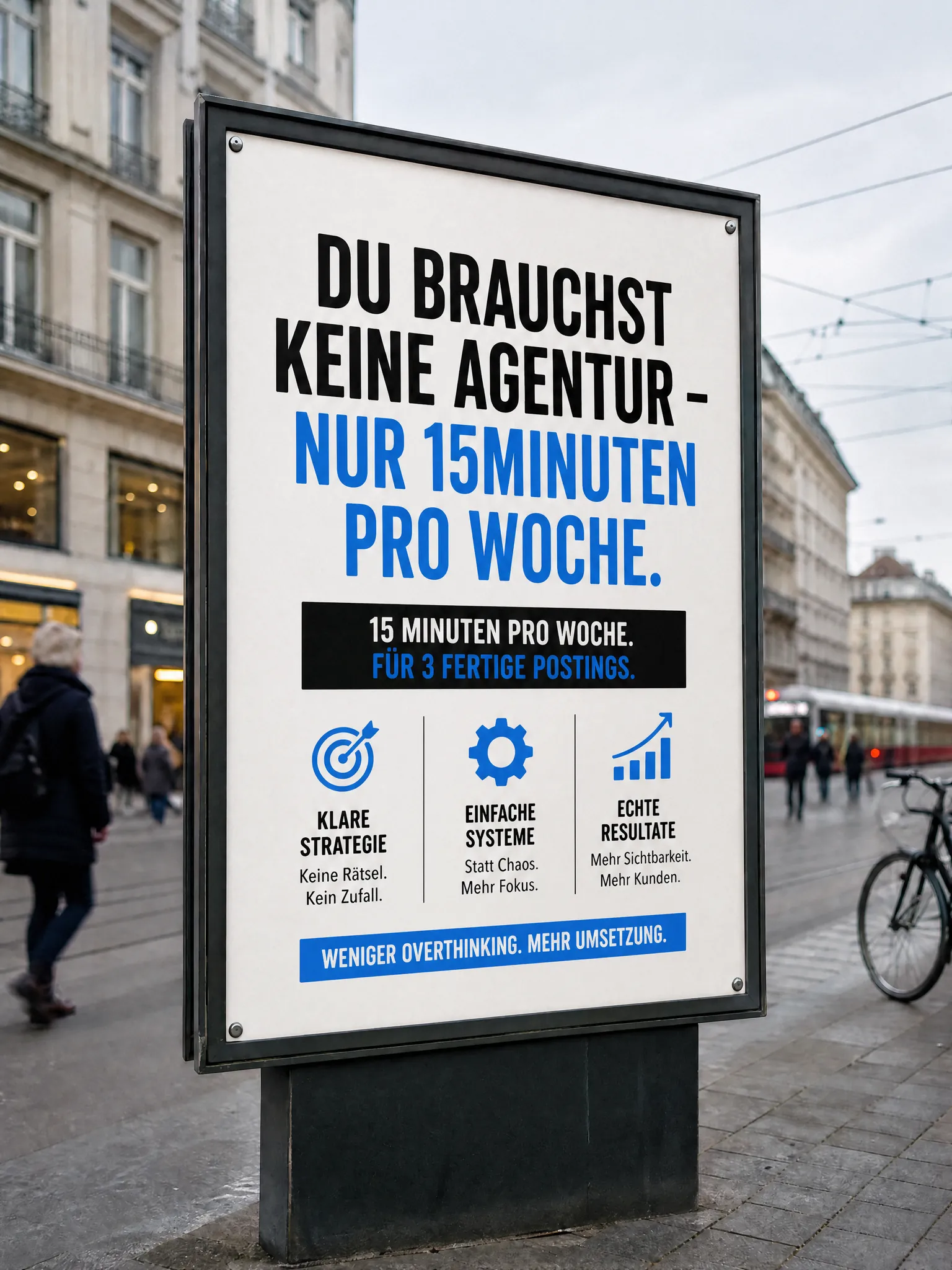 Plakat-Motiv für ContentKlar – Du brauchst keine Agentur, nur 15 Minuten pro Woche